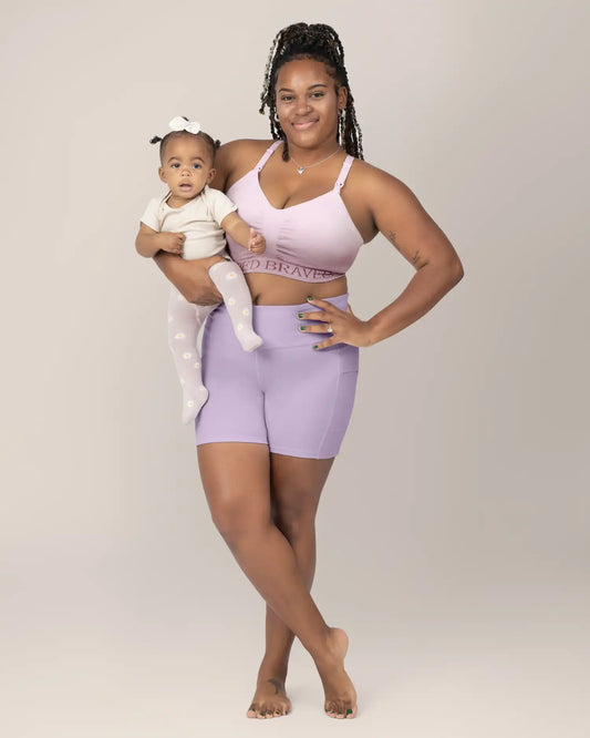Stevie Active Postpartum Bike Short | Lavender Mist