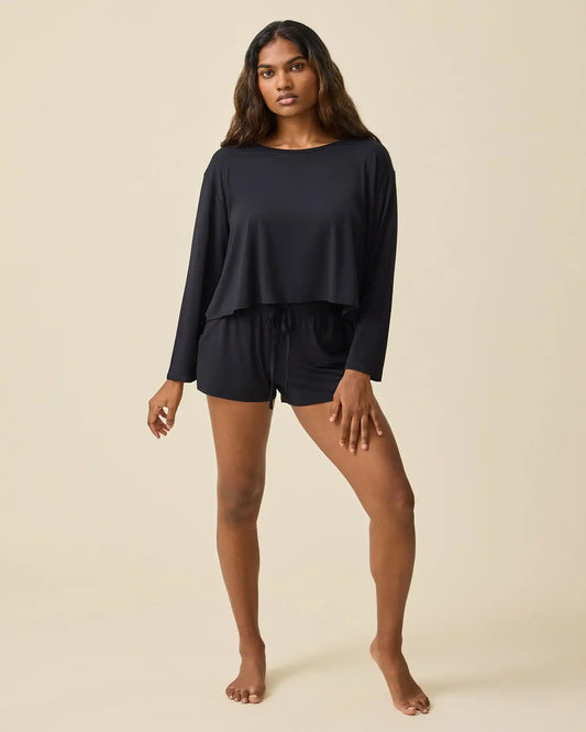 Aria Bamboo Casual Lounge Short | Black