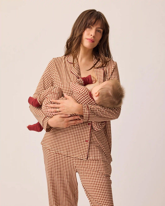 Clea Bamboo Long Sleeve Pajama Set | Auburn Gingham