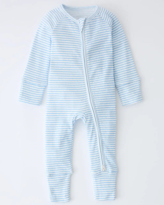 Pointelle Baby Pajama | Blue Candy Stripe