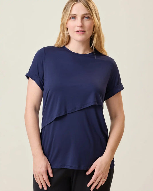 Asymmetrical Nursing T-shirt | Navy