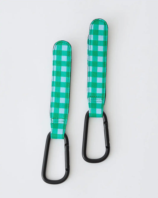Stroller Party™ Clips (2-Pack) | Teal Gingham