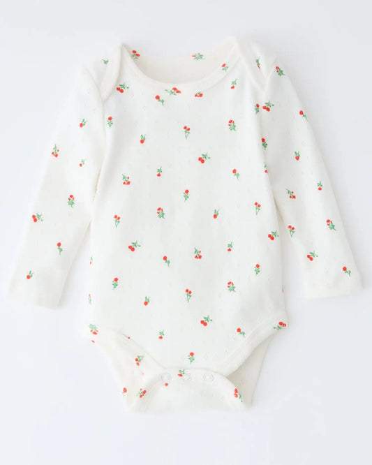 Pointelle Long Sleeve Onesie | Dainty Ditsy