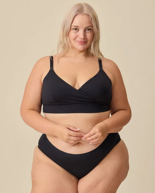 SoftStretch Cotton Maternity & Postpartum Hipster | Black