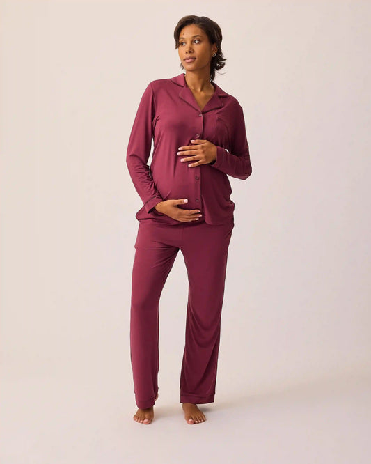 Clea Bamboo Long Sleeve Pajama Set | Deep Burgundy