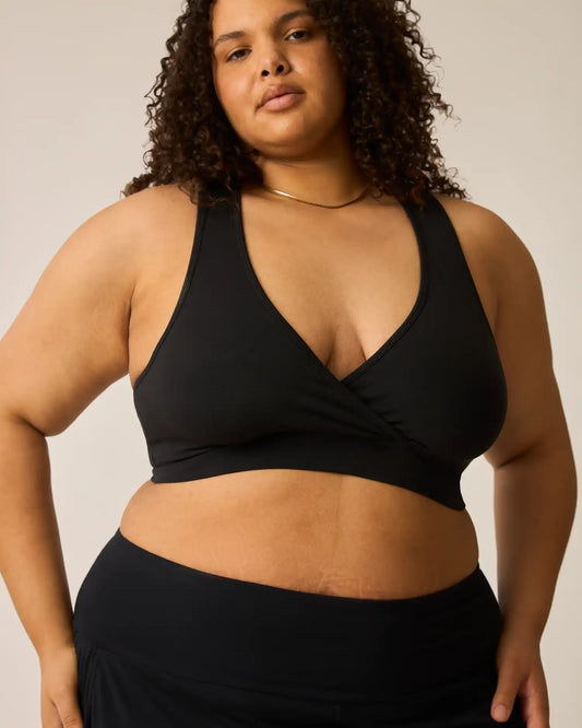 French Terry Racerback Nursing & Sleep Bra | Black