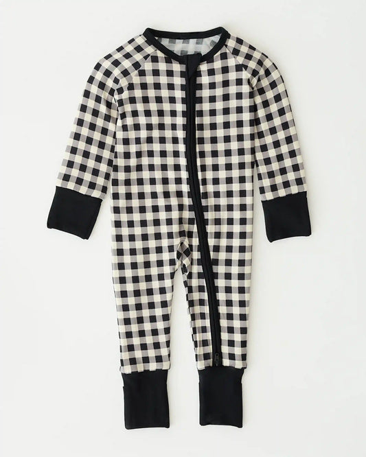 Bamboo Baby Pajama | Black Gingham