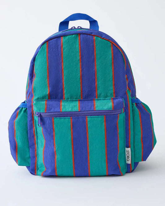 Cool Kid Backpack | Navy & Green Stripe