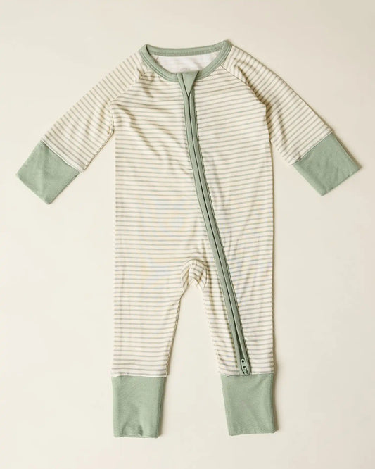Bamboo Baby Pajama | Sage Candy Stripe