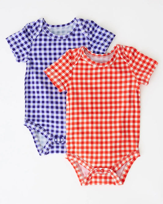 Baby Onesie Two-Pack | Red & Blue Gingham