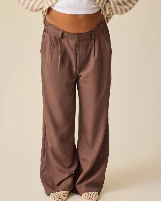 Maternity & Postpartum Wide Leg Trouser | Brown