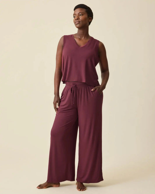 Aria Bamboo Casual Lounge Pant | Deep Burgundy