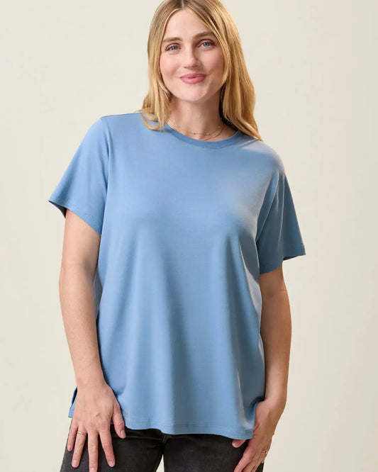 Pima Cotton Side Zip Maternity & Nursing T-shirt | Vintage Blue