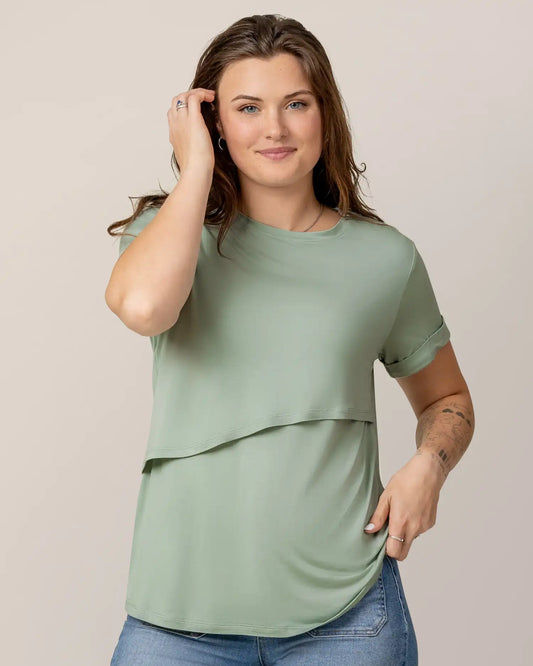 Everyday Asymmetrical Nursing T-shirt | Aqua Mist