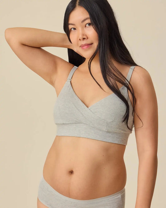 SoftStretch Cotton Nursing Bra | Grey Heather