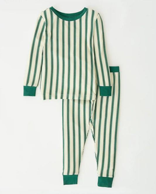 Bamboo Baby Two-Piece Pajama Set | Green Candy Stripe
