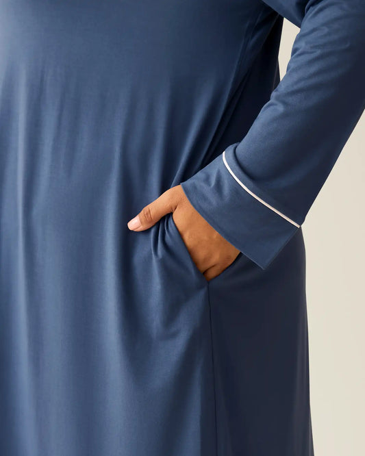 Clea Bamboo Long Sleeve Sleep Shirt | Slate Blue