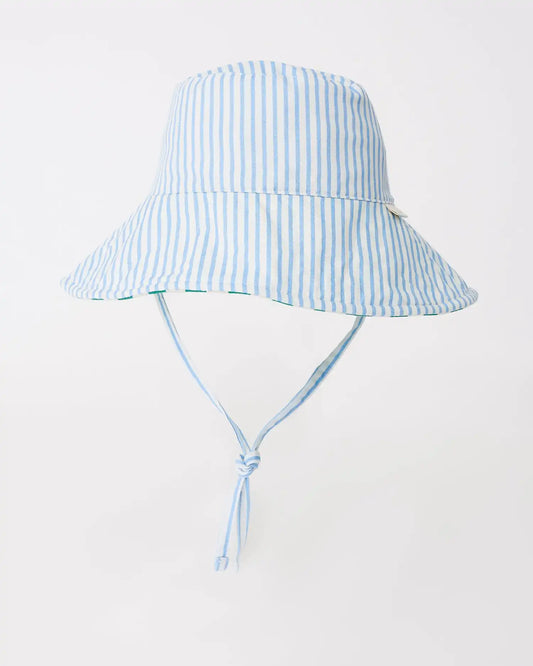 Big Reversible Sun Hat | Blue Pinstripe