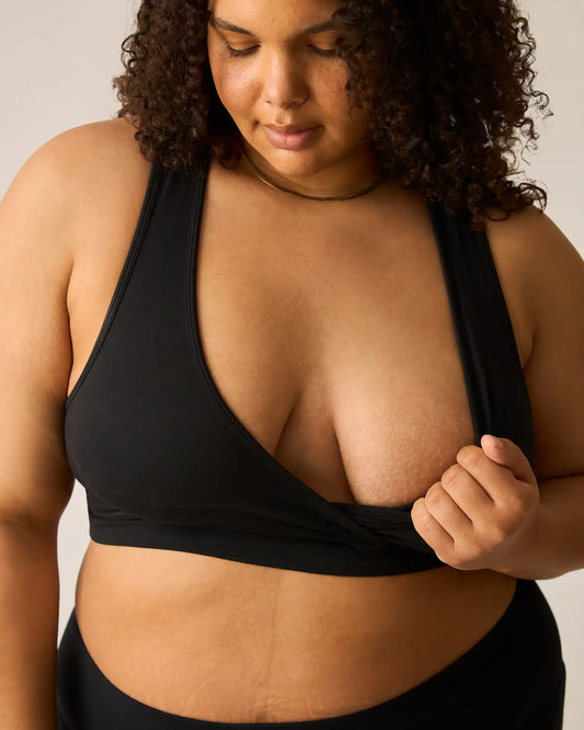 French Terry Racerback Nursing & Sleep Bra | Black