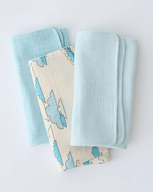 Organic Muslin Burp Cloth (Three-Pack) | Ivory Clouds