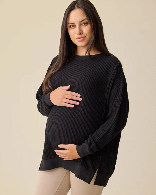 Joelle Thermal Maternity & Nursing Top | Black