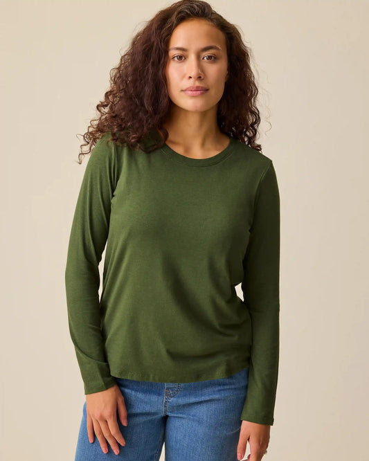 Modal Long Sleeve Nursing T-shirt | Deep Olive