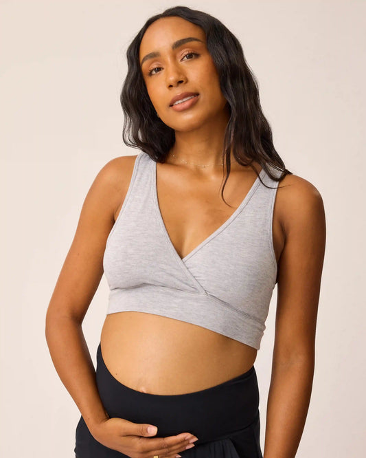 French Terry Racerback Nursing & Sleep Bra | Grey Heather