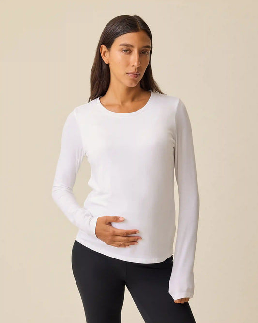 Modal Long Sleeve Nursing T-shirt | White
