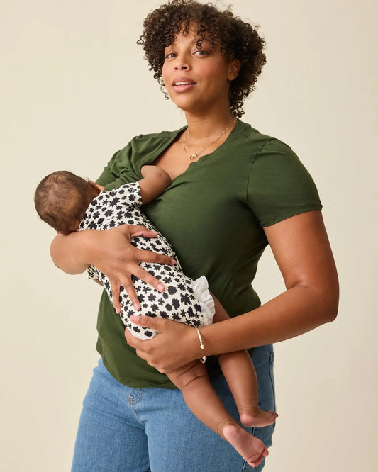 Modal V-neck Nursing T-shirt | Deep Olive