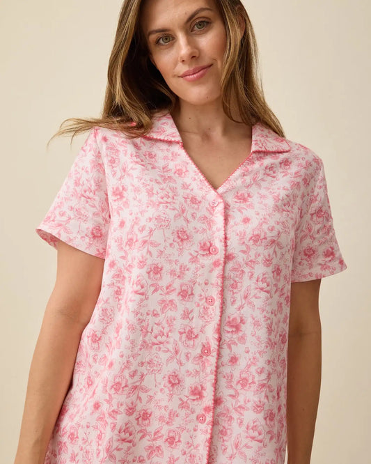 Cotton Bamboo Pajama Set | Pink Toile