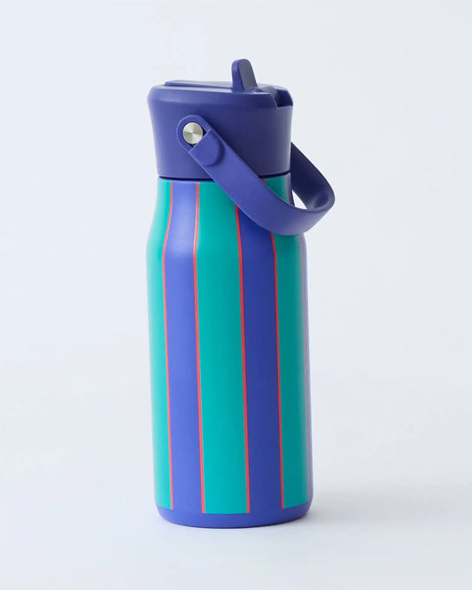 Cool Kid Water Bottle | Navy & Green Stripe