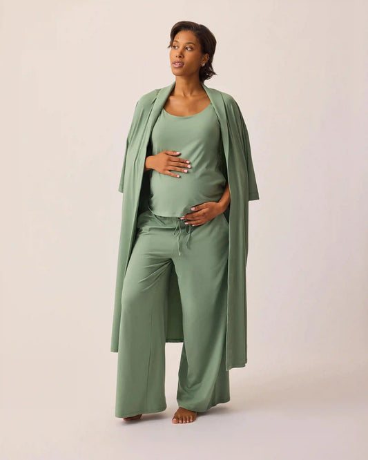 Maternity & Nursing Three-Piece Pajama Set | Sage