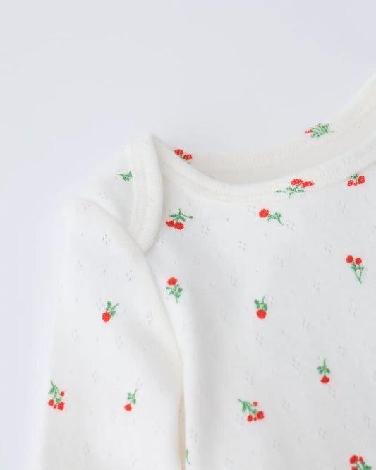 Pointelle Long Sleeve Onesie | Dainty Ditsy