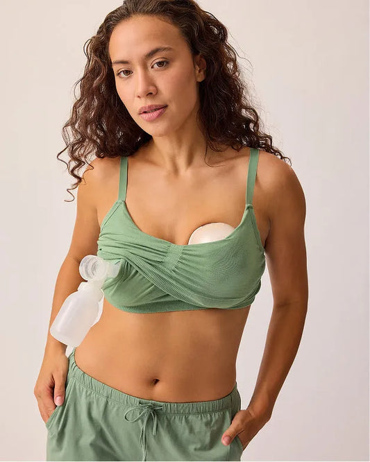 Sublime® Bamboo Hands-Free Pumping Lounge & Sleep Bra | Sage