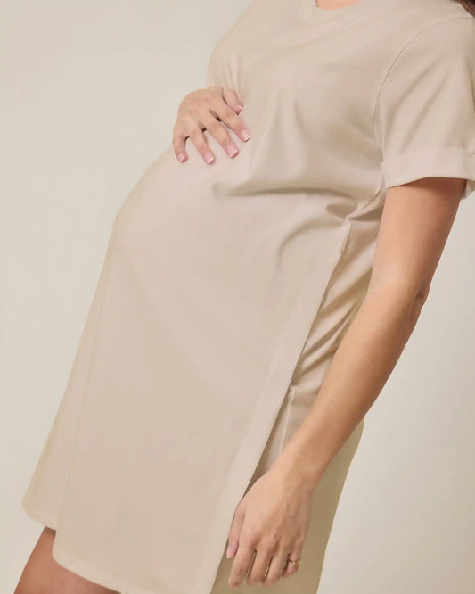 Classic Nursing T-shirt Mini Dress | Sand