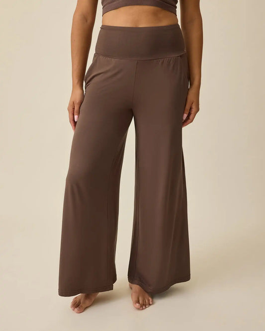 Bamboo Wide Leg Maternity & Postpartum Lounge Pant | Chocolate
