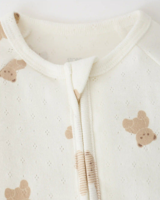 Pointelle Baby Pajama | Ivory Bears