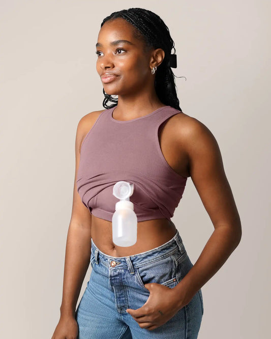 Sublime® Bamboo Hands-Free Pumping Longline Bra Top | Twilight