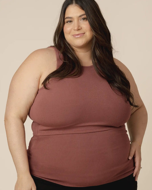 Ribbed Bamboo Racerback Nursing Tank | Redwood