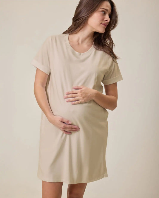Classic Nursing T-shirt Mini Dress | Sand