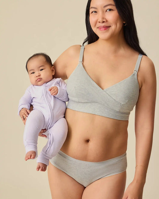 SoftStretch Cotton Maternity & Postpartum Hipster | Grey Heather