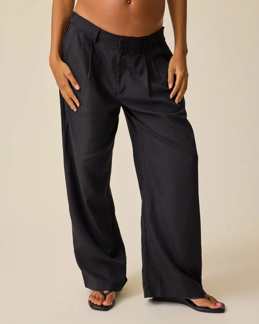 Maternity & Postpartum Wide Leg Trouser | Black