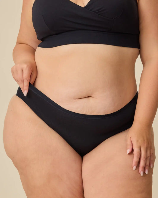 SoftStretch Cotton Maternity & Postpartum Hipster | Black