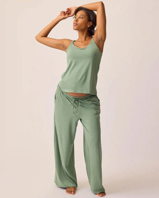 Maternity & Nursing Three-Piece Pajama Set | Sage