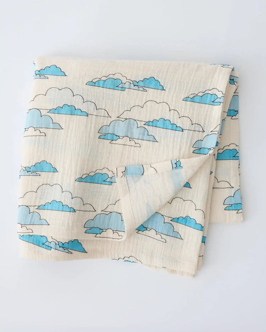 Organic Muslin Swaddle | Ivory Clouds