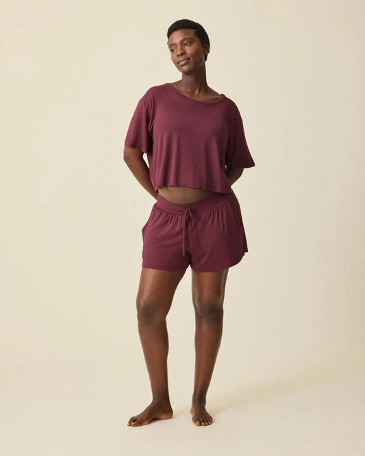 Aria Bamboo Casual Lounge Short | Deep Burgundy