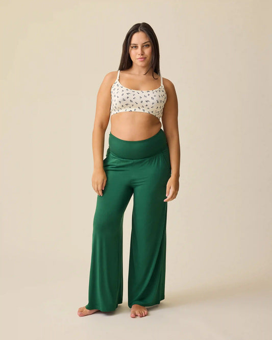 Bamboo Wide Leg Maternity & Postpartum Lounge Pant | Deep Green