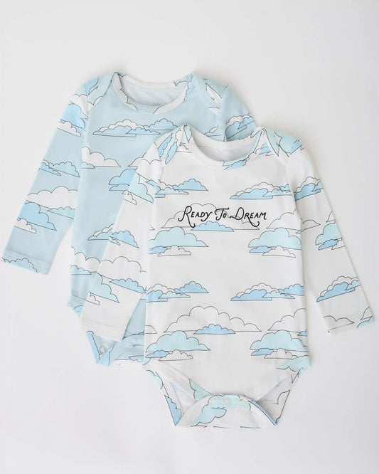Long Sleeve Bamboo Onesie Two-Pack | Clouds