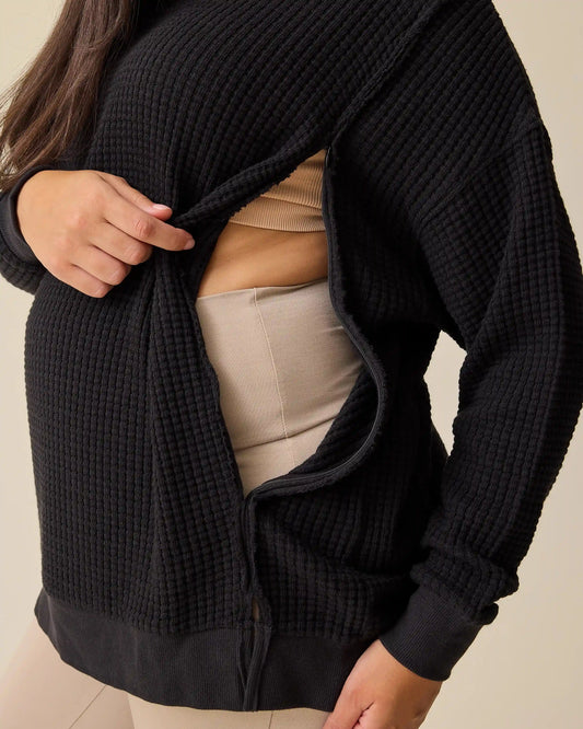 Joelle Thermal Maternity & Nursing Top | Black