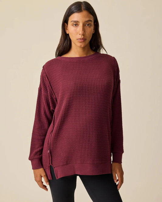 Joelle Thermal Maternity & Nursing Top | Garnet